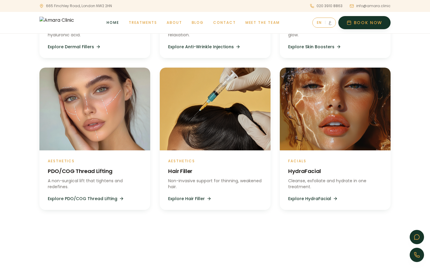 Amara Clinic treatments grid